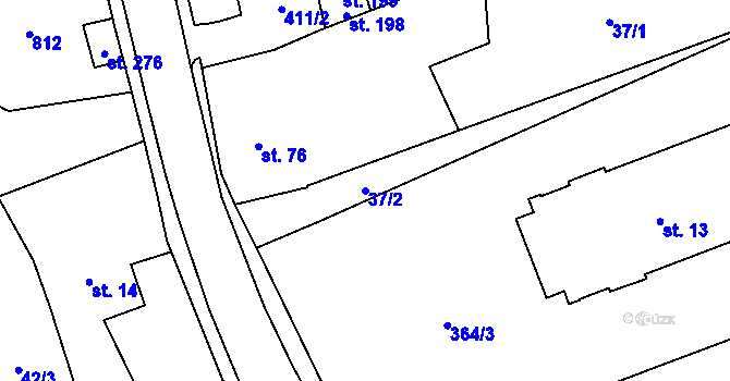 Parcela st. 37/2 v KÚ Krabčice u Roudnice nad Labem, Katastrální mapa