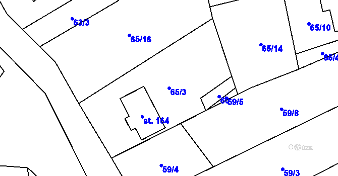 Parcela st. 65/3 v KÚ Rovné pod Řípem, Katastrální mapa