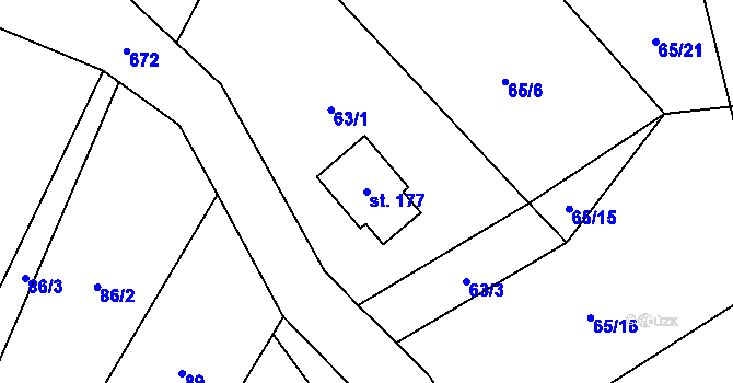 Parcela st. 177 v KÚ Rovné pod Řípem, Katastrální mapa