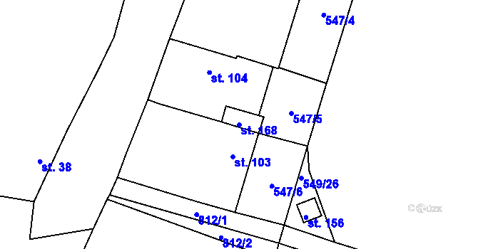 Parcela st. 168 v KÚ Vesce pod Řípem, Katastrální mapa