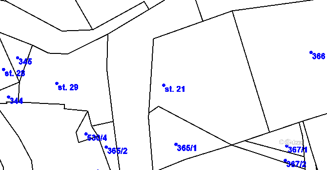 Parcela st. 21 v KÚ Dálčice, Katastrální mapa