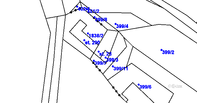 Parcela st. 23 v KÚ Kraborovice, Katastrální mapa