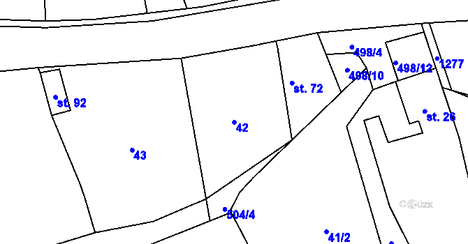 Parcela st. 42 v KÚ Úhrov, Katastrální mapa