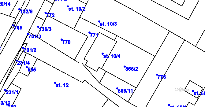 Parcela st. 10/4 v KÚ Krahulčí u Telče, Katastrální mapa