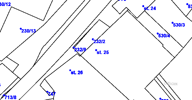 Parcela st. 25 v KÚ Krahulčí u Telče, Katastrální mapa