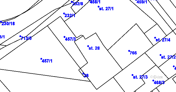 Parcela st. 28 v KÚ Krahulčí u Telče, Katastrální mapa