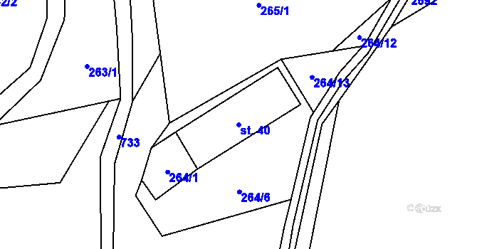 Parcela st. 40 v KÚ Krahulčí u Telče, Katastrální mapa