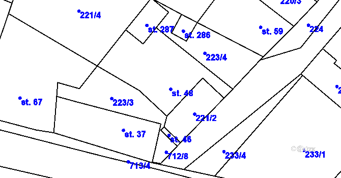 Parcela st. 48 v KÚ Krahulčí u Telče, Katastrální mapa
