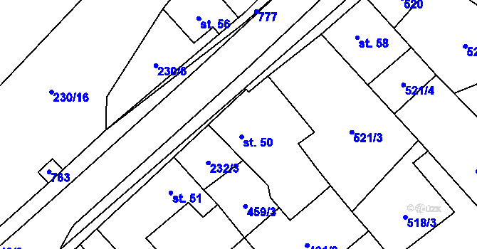 Parcela st. 50 v KÚ Krahulčí u Telče, Katastrální mapa
