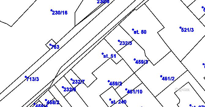Parcela st. 51 v KÚ Krahulčí u Telče, Katastrální mapa