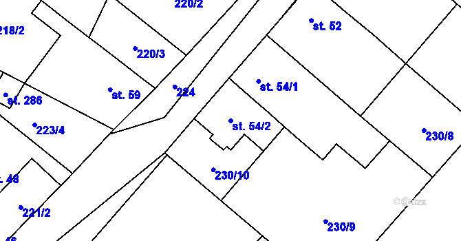 Parcela st. 54/2 v KÚ Krahulčí u Telče, Katastrální mapa