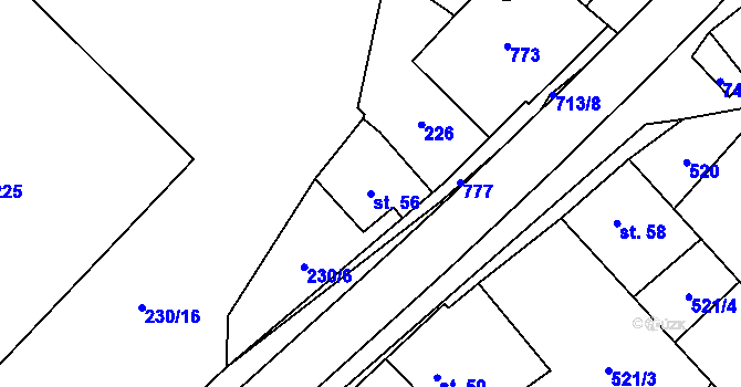 Parcela st. 56 v KÚ Krahulčí u Telče, Katastrální mapa