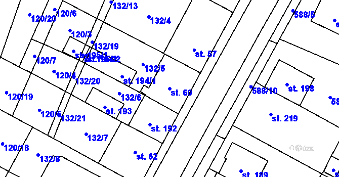 Parcela st. 60 v KÚ Krahulčí u Telče, Katastrální mapa