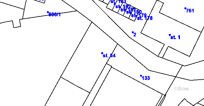 Parcela st. 64 v KÚ Krahulčí u Telče, Katastrální mapa