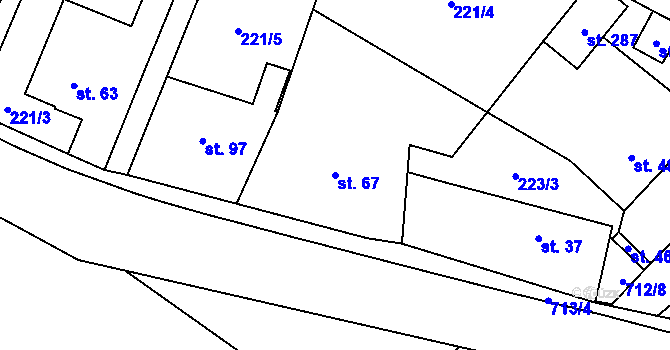 Parcela st. 67 v KÚ Krahulčí u Telče, Katastrální mapa