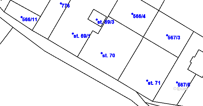 Parcela st. 70 v KÚ Krahulčí u Telče, Katastrální mapa