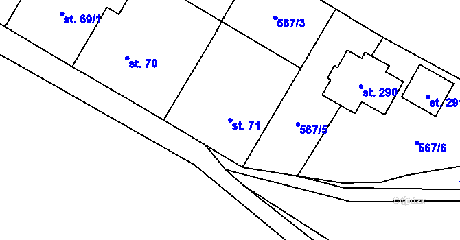Parcela st. 71 v KÚ Krahulčí u Telče, Katastrální mapa