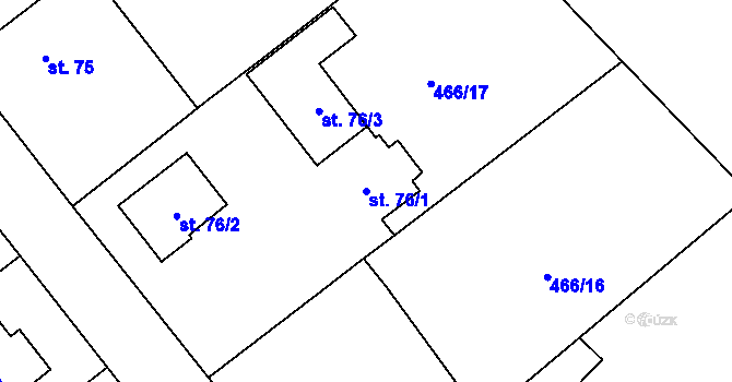 Parcela st. 76/1 v KÚ Krahulčí u Telče, Katastrální mapa