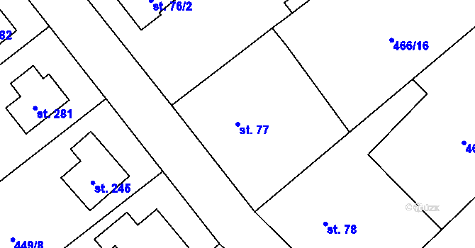 Parcela st. 77 v KÚ Krahulčí u Telče, Katastrální mapa