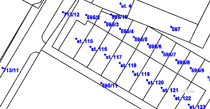 Parcela st. 117 v KÚ Krahulčí u Telče, Katastrální mapa