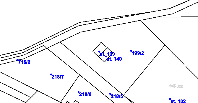 Parcela st. 139 v KÚ Krahulčí u Telče, Katastrální mapa