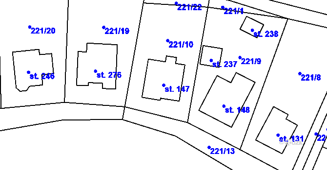 Parcela st. 147 v KÚ Krahulčí u Telče, Katastrální mapa