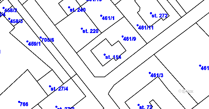 Parcela st. 154 v KÚ Krahulčí u Telče, Katastrální mapa