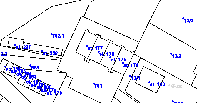 Parcela st. 176 v KÚ Krahulčí u Telče, Katastrální mapa