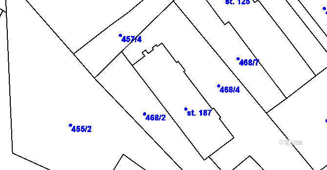 Parcela st. 187 v KÚ Krahulčí u Telče, Katastrální mapa