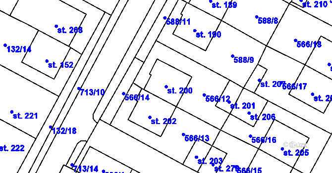 Parcela st. 200 v KÚ Krahulčí u Telče, Katastrální mapa