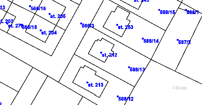 Parcela st. 212 v KÚ Krahulčí u Telče, Katastrální mapa