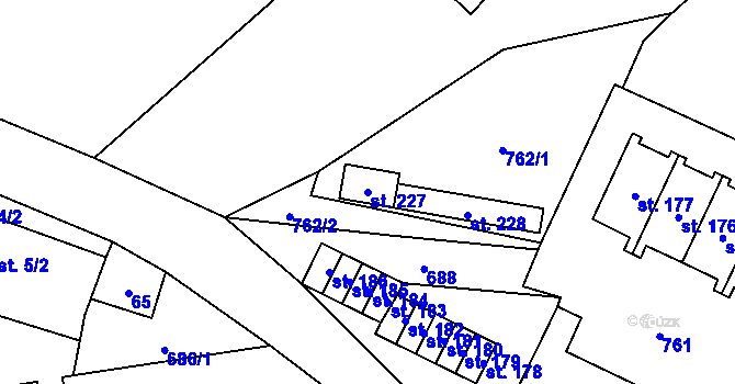 Parcela st. 227 v KÚ Krahulčí u Telče, Katastrální mapa