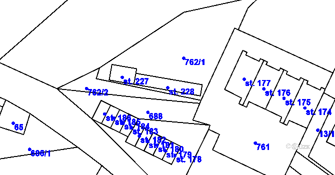 Parcela st. 228 v KÚ Krahulčí u Telče, Katastrální mapa