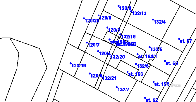 Parcela st. 120/4 v KÚ Krahulčí u Telče, Katastrální mapa
