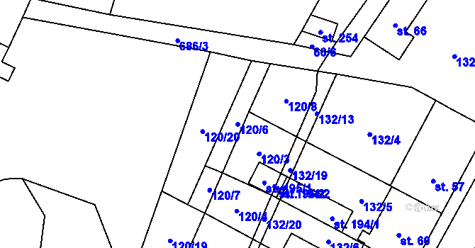 Parcela st. 120/6 v KÚ Krahulčí u Telče, Katastrální mapa