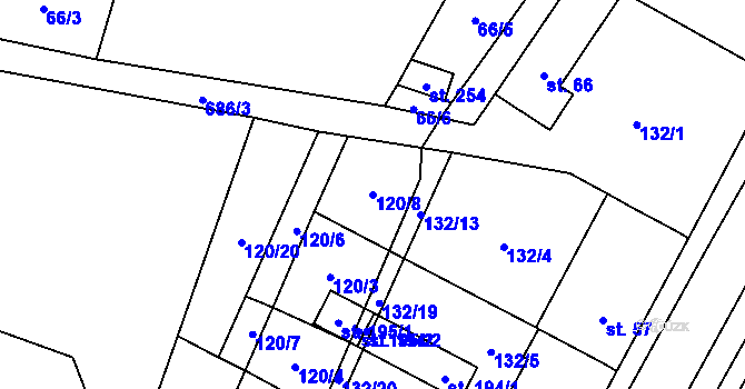 Parcela st. 120/8 v KÚ Krahulčí u Telče, Katastrální mapa