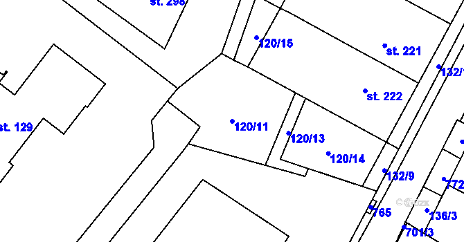 Parcela st. 120/11 v KÚ Krahulčí u Telče, Katastrální mapa