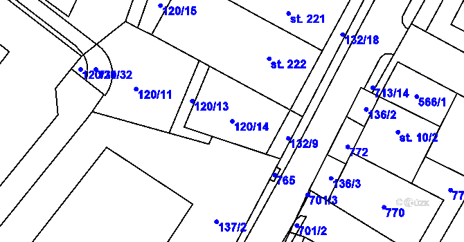 Parcela st. 120/14 v KÚ Krahulčí u Telče, Katastrální mapa