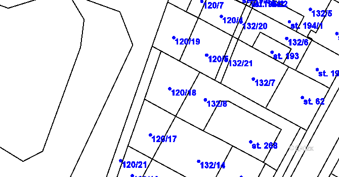 Parcela st. 120/18 v KÚ Krahulčí u Telče, Katastrální mapa