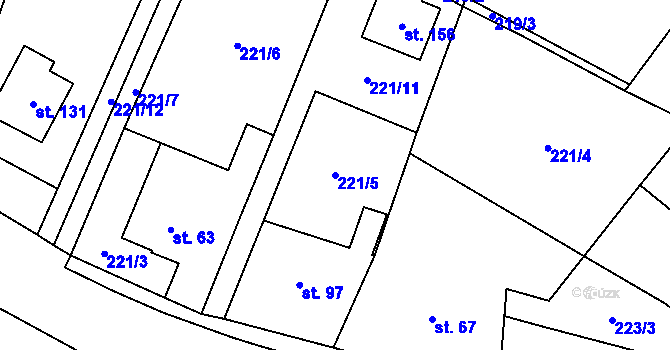 Parcela st. 221/5 v KÚ Krahulčí u Telče, Katastrální mapa
