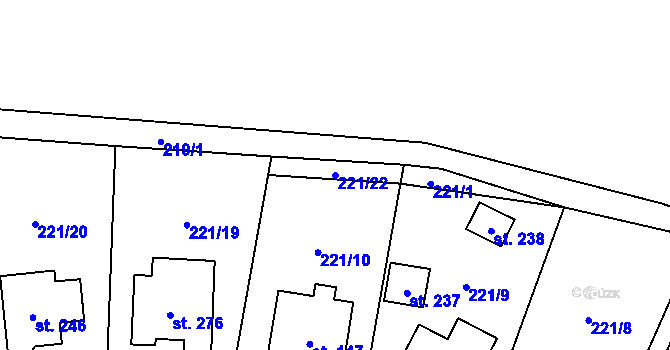 Parcela st. 221/22 v KÚ Krahulčí u Telče, Katastrální mapa