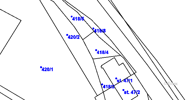 Parcela st. 418/4 v KÚ Krahulčí u Telče, Katastrální mapa