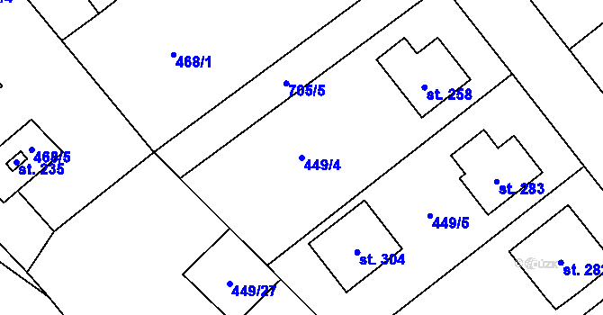 Parcela st. 449/4 v KÚ Krahulčí u Telče, Katastrální mapa