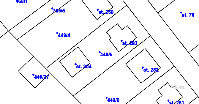 Parcela st. 449/5 v KÚ Krahulčí u Telče, Katastrální mapa