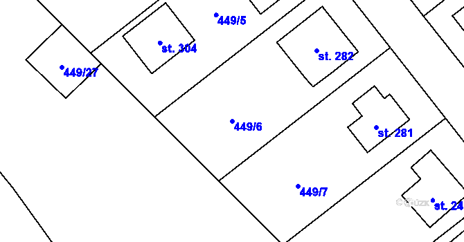 Parcela st. 449/6 v KÚ Krahulčí u Telče, Katastrální mapa