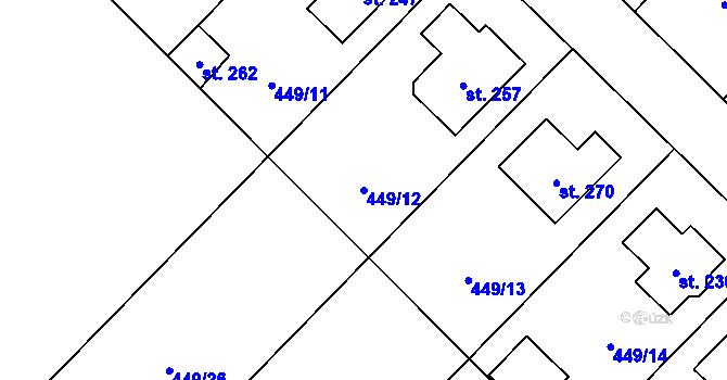 Parcela st. 449/12 v KÚ Krahulčí u Telče, Katastrální mapa
