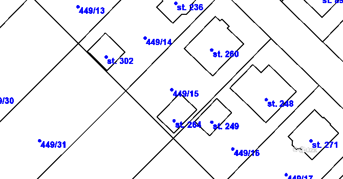 Parcela st. 449/15 v KÚ Krahulčí u Telče, Katastrální mapa