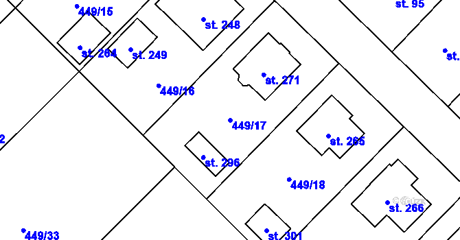 Parcela st. 449/17 v KÚ Krahulčí u Telče, Katastrální mapa