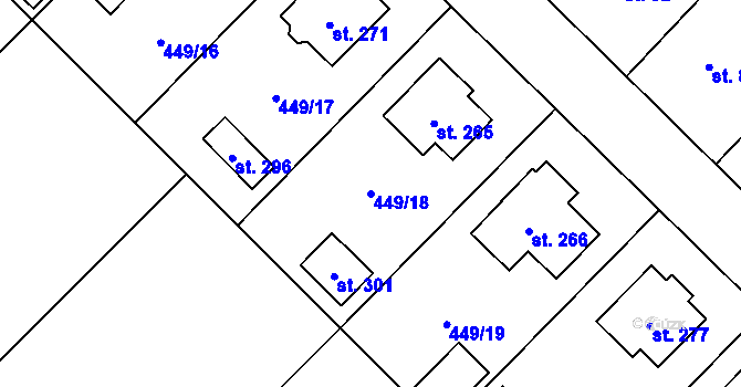 Parcela st. 449/18 v KÚ Krahulčí u Telče, Katastrální mapa