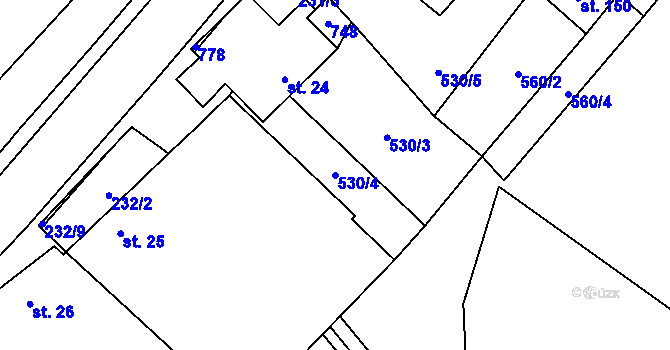 Parcela st. 530/4 v KÚ Krahulčí u Telče, Katastrální mapa